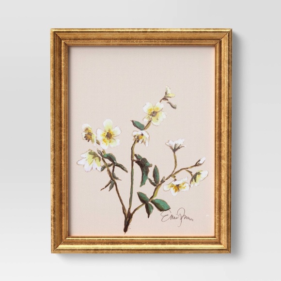NWT 8" × 10" Taupe Floral Framed Wall Canvas - Threshold™